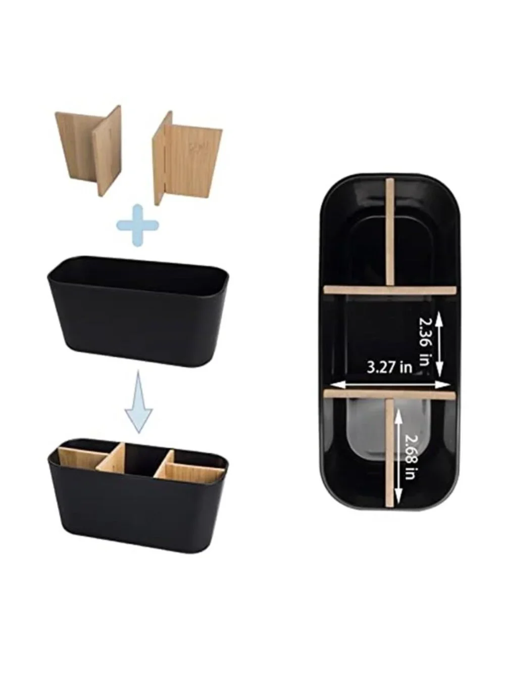 Bamboo Toothbrush Holder 5 Slot Bathroom Countertop Organizer Black Toothpaste